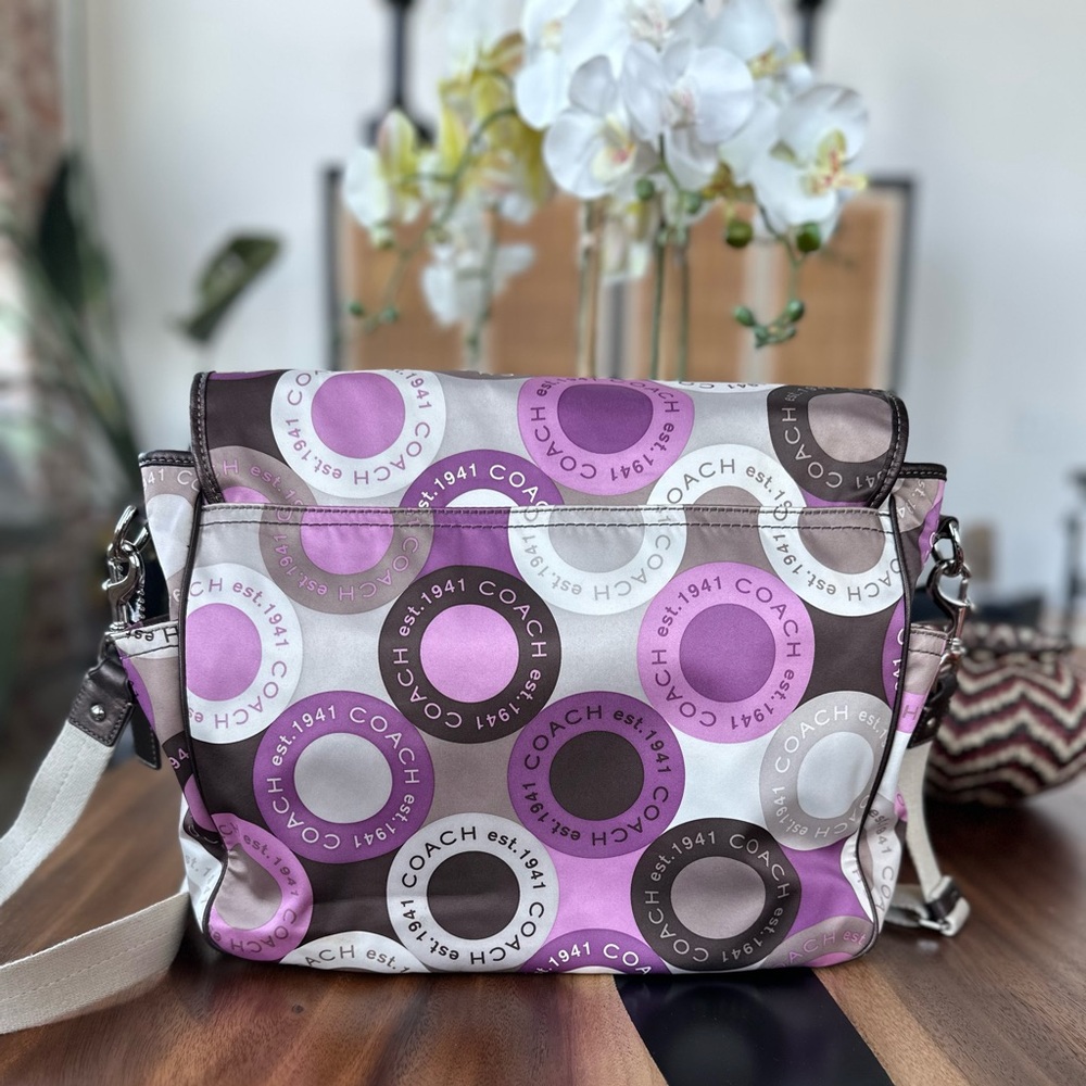 Vintage Coach Purple Signature Messenger or Diaper Bag EUC - Picture 4 of 12